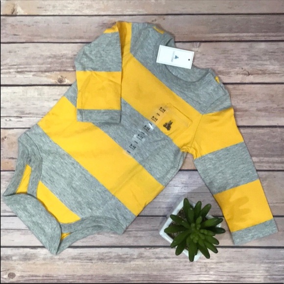 GAP Other - Baby Gap Yellow and Gray Striped Onesie